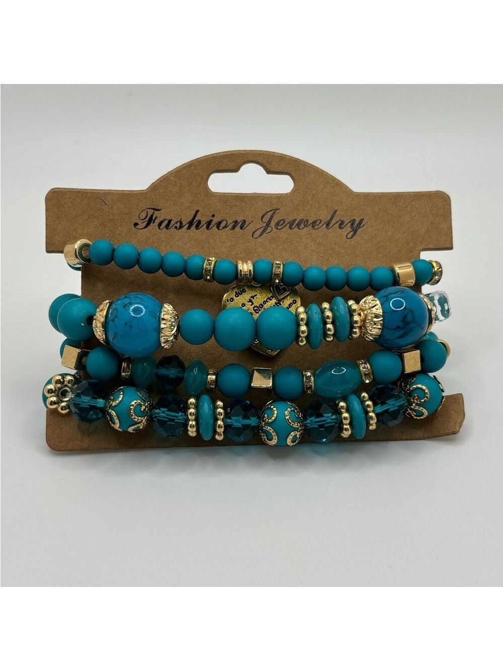 Turquoise and Gold Beaded Bracelet Set